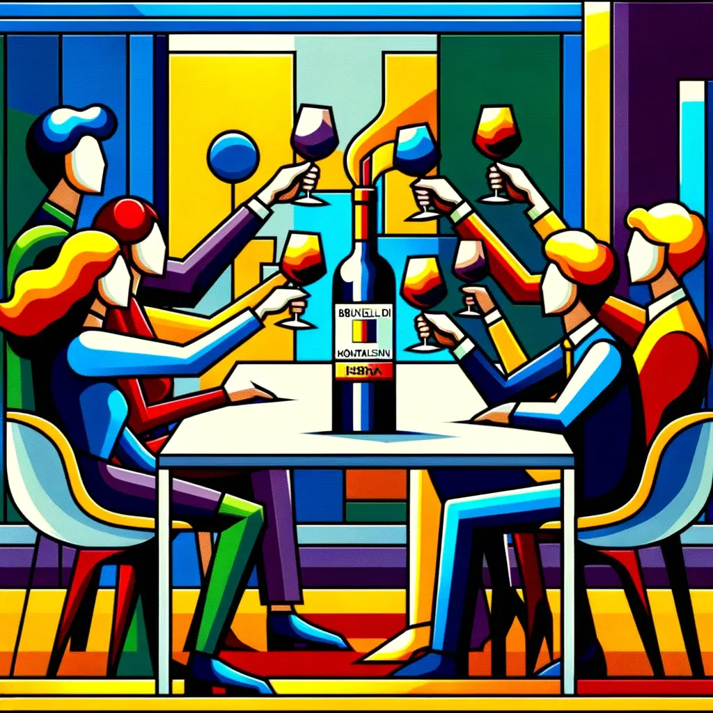 Illustrazione di Un gruppo di amiche brinda con il Brunello di Montalcino Riserva Caparzo durante un incontro conviviale.